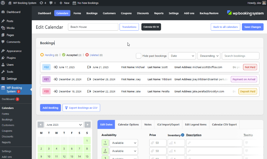 Works with WP Booking System Animation