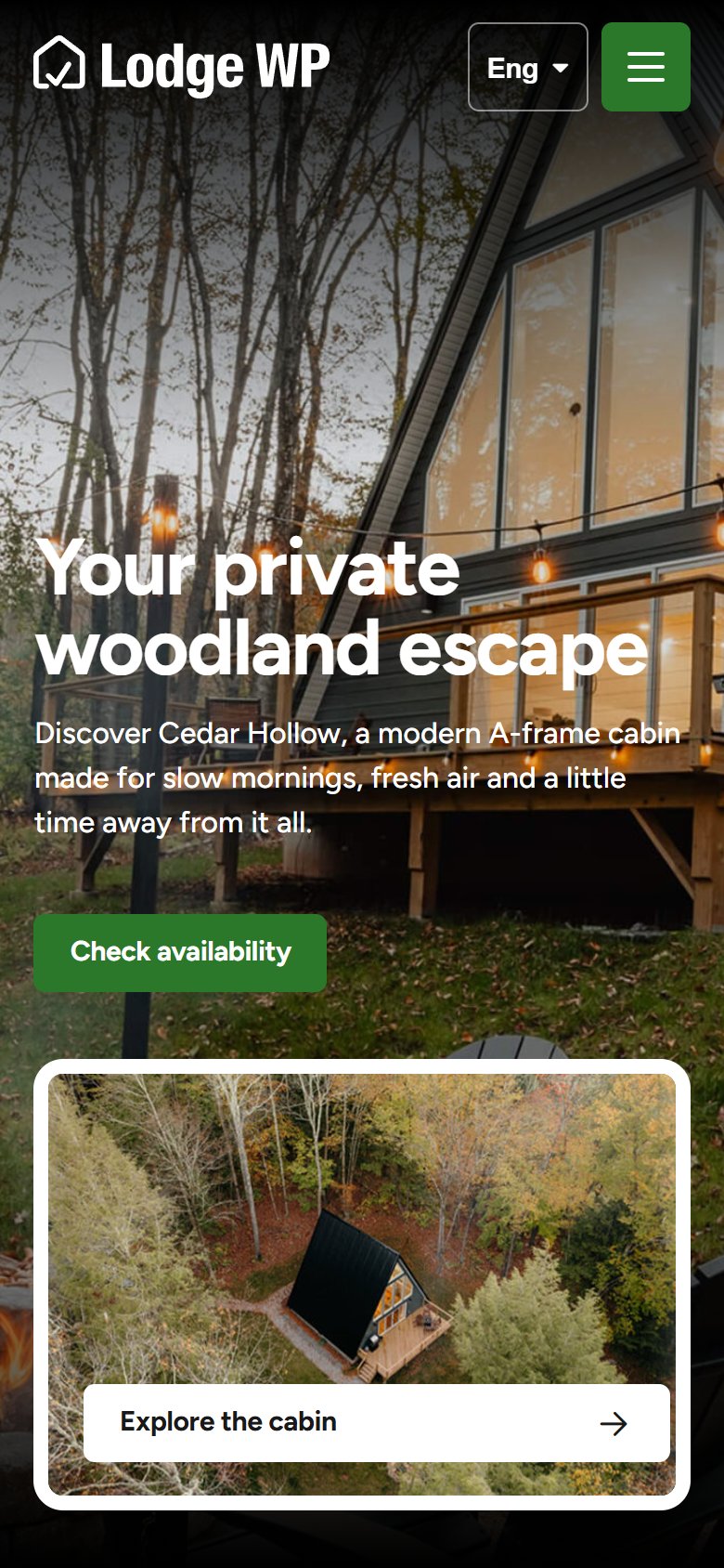 The same homepage on a phone