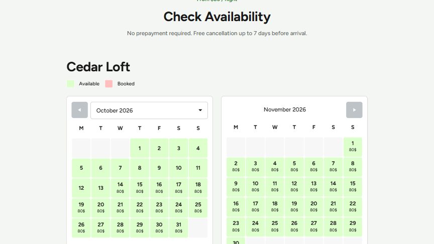 Booking Calendar module preview