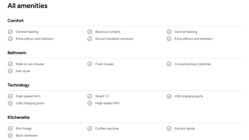 Amenities module preview